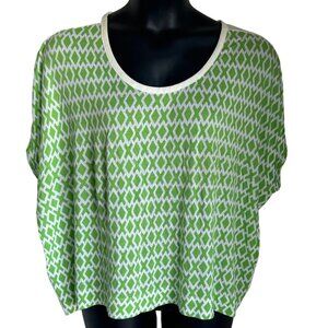 Womens Gap Lightweight Blouse With Green & White Geometric Pattern